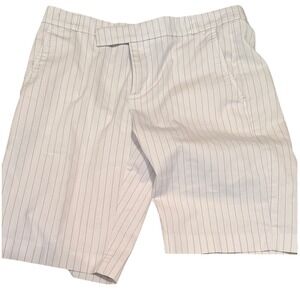 Banana Republic Women White Navy Pinstripe Tailored Shorts Business Casual